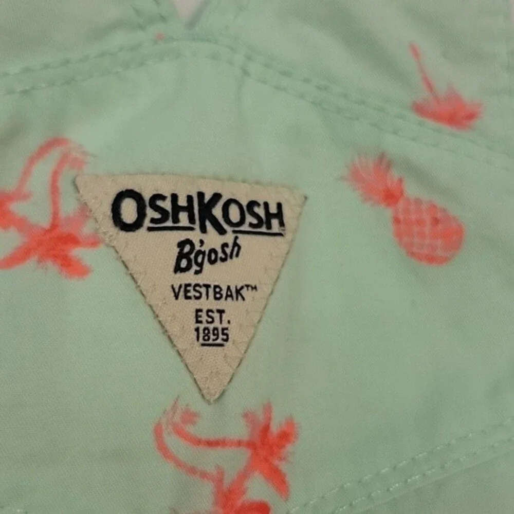 OSHKOSH Vestbak Tropical Pineapple And Palm Trees Shortalls NWT size 9 Mons.